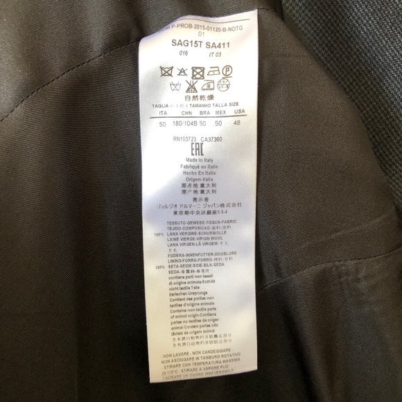 Like New Armani Wool/Silk Suit Charcoal - Picture 7 of 8